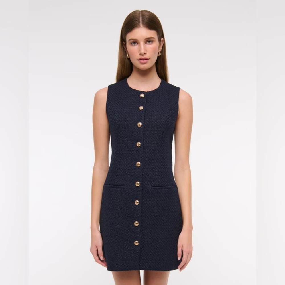 Abercrombie Mara V-neck Navy Blue Tweed Vest Dress - Picture 5 of 5